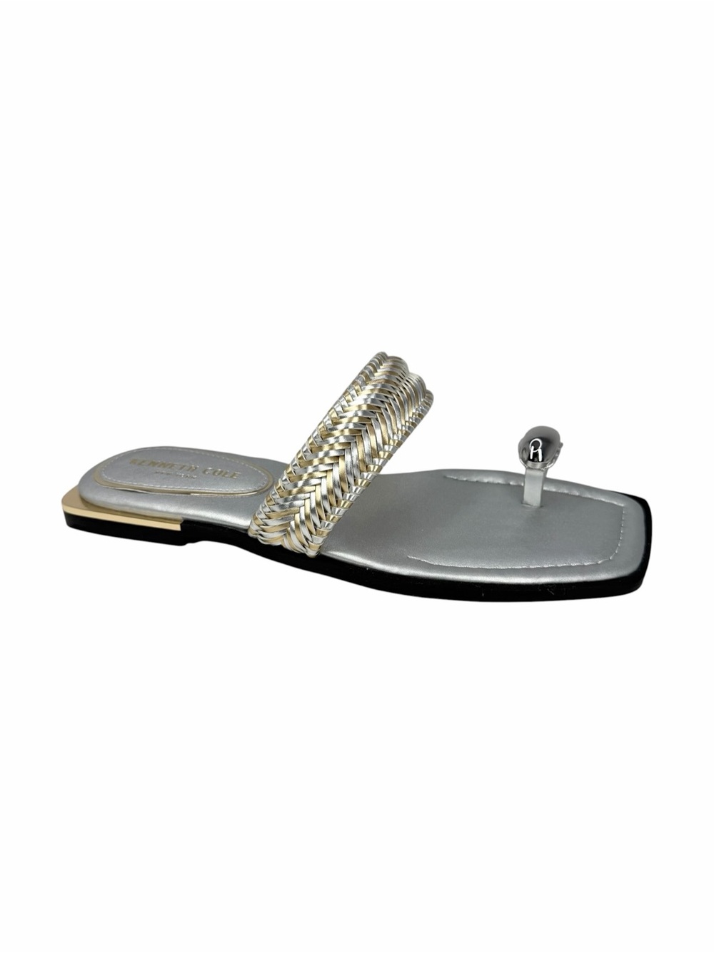 Kenneth Cole New York Women's Andarna Flat Sandals Silver Gold Size 9M
